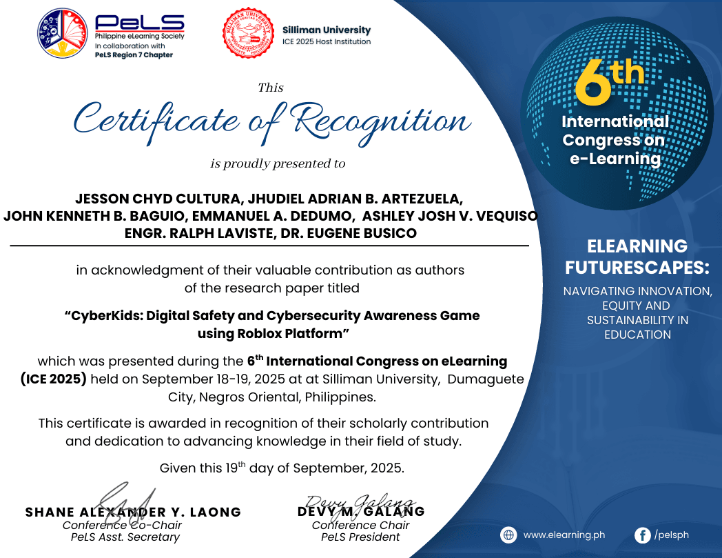 Certificate of Recognition - Research Paper Author (ICE 2025)